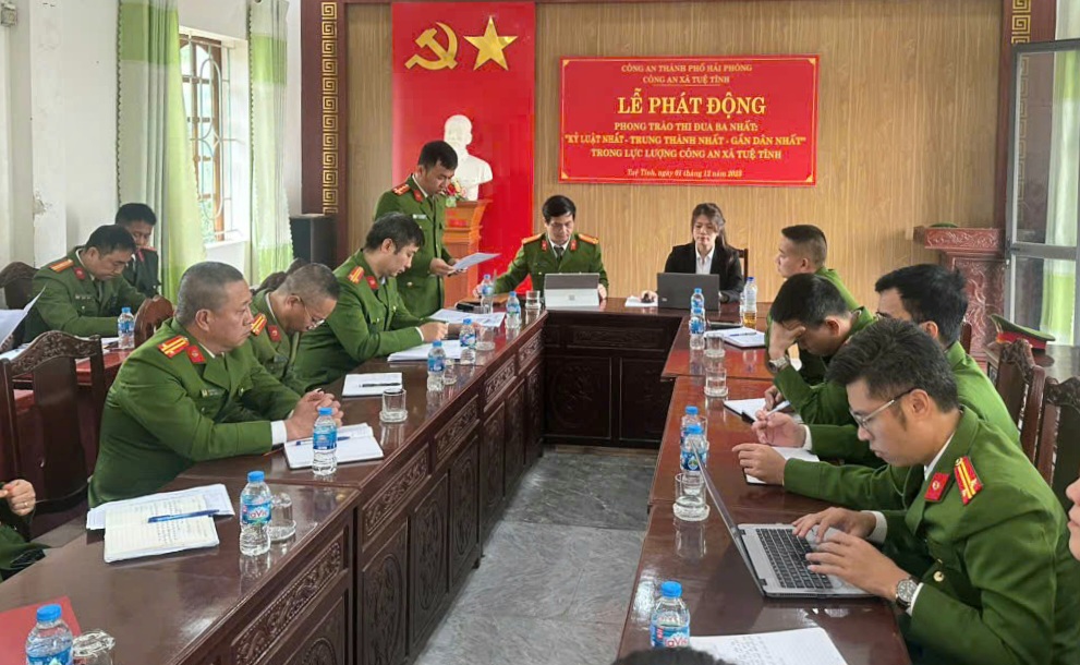 Công an xã Tuệ Tĩnh quyết tâm thực hiện hiệu quả phong trào thi đua “Ba nhất